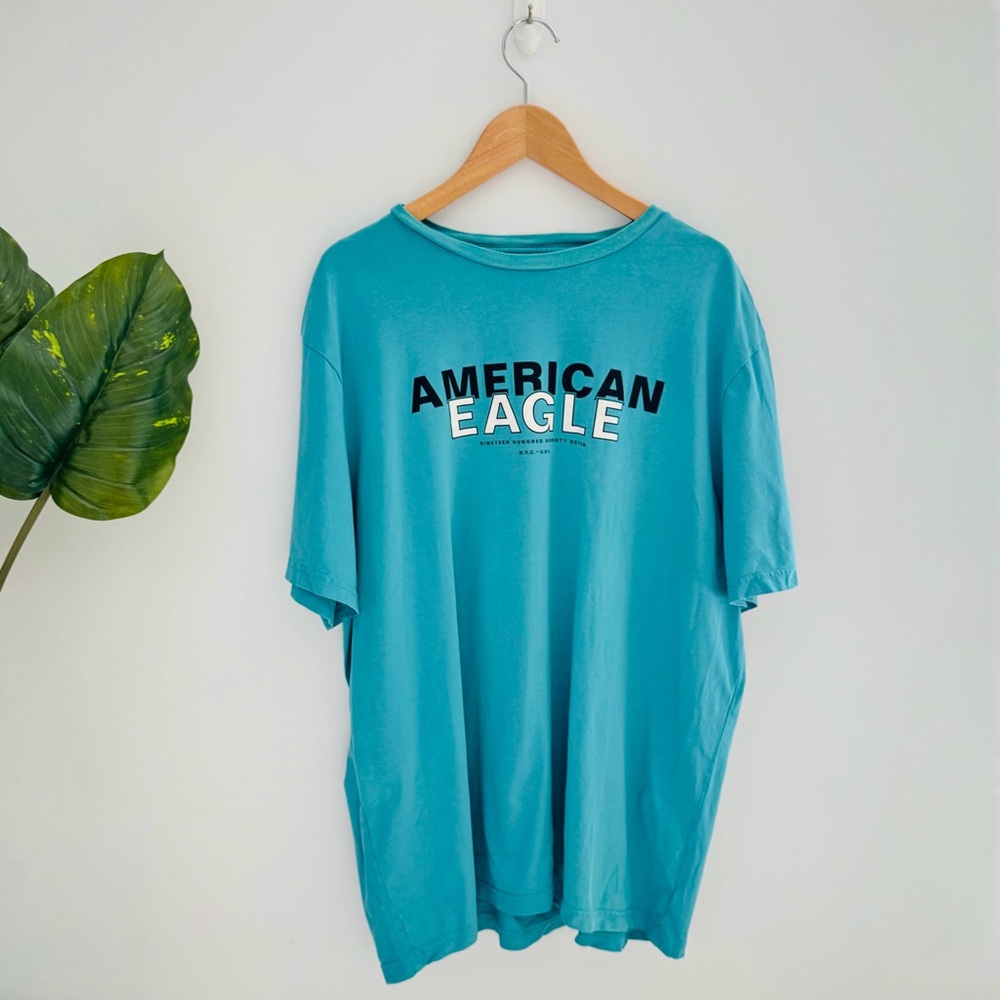 AMERICAN EAGLE | Oversized Short Sleeve Tee Blue Size XL